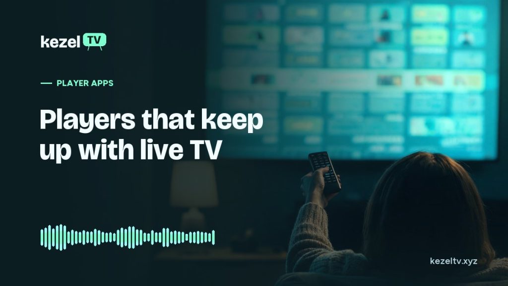 KezelTV cover: a woman pointing a remote at the program guide grid on her TV