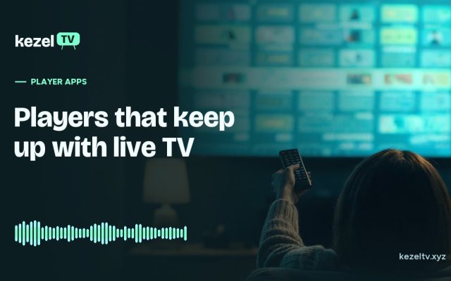 KezelTV cover: a woman pointing a remote at the program guide grid on her TV